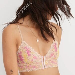 NWT $50 Aerie Large Pink and Yellow Lace Triangle Bralette